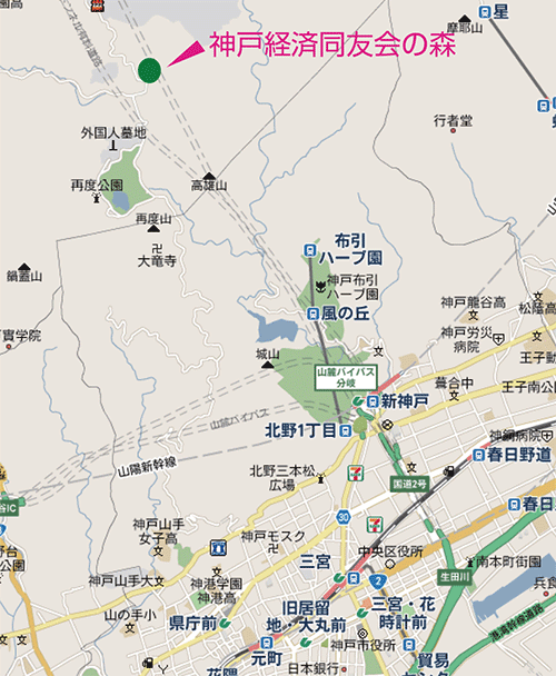 神戸経済同友会の森　地図